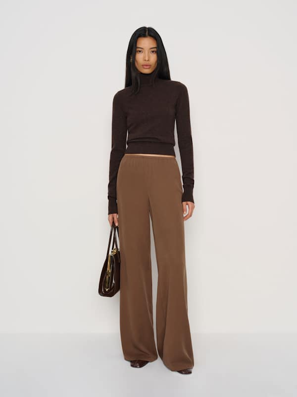 Celine Low Rise Wide Leg Pant - Pinecone